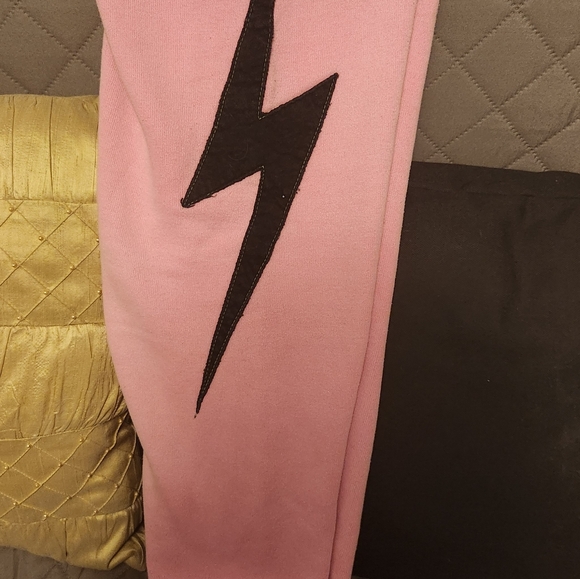 Aviator Nation Girls' Pink Lightning Bolt Sweatpants Size 10 - Picture 5 of 8